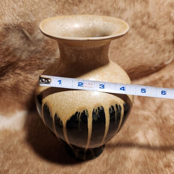 Mid Century Modern Textured Drip Glaze Ceramic Vase - Picture 3 of 6